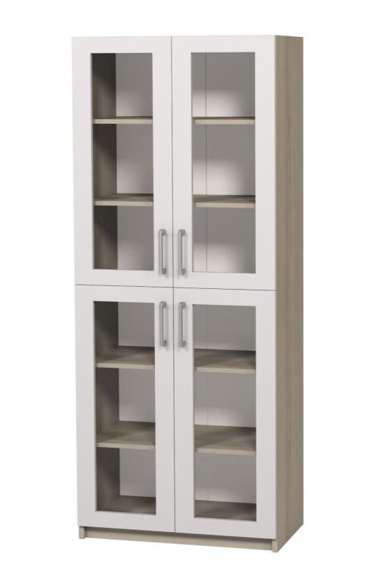 Шафа 4-х дверна з 4-ма скляними дверцятами та полицями, 702х405х2115 мм (ЛЕОНТЕК) (7709)